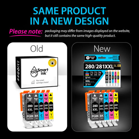 Smart Ink Compatible Ink Cartridges Replacement for Canon 281 280 PGI-280XXL CLI-281XXL (5 Combo Pack)