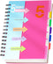 CAGIE 5 Subject Notebooks, College Ruled Spiral Notebook 5x7, 220 Pages Small Notebook with Divider Tabs for Work,