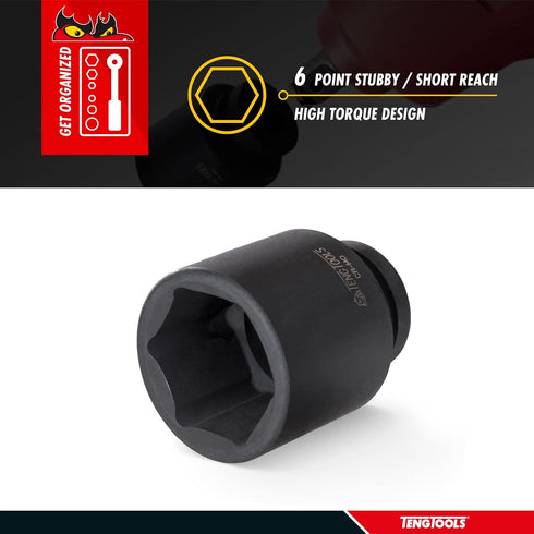 Teng Tools 24MM 1/2 Inch Drive Short Reach Stubby Chrome Molybdenum Impact Socket, Low Profile Mechanic Tool