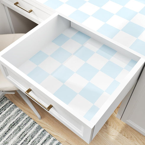 17.5"x314" Countertops Blue and White Checkered Wallpaper Pee SND Stick Self Adhesive Plaid Contact Paper Gingham