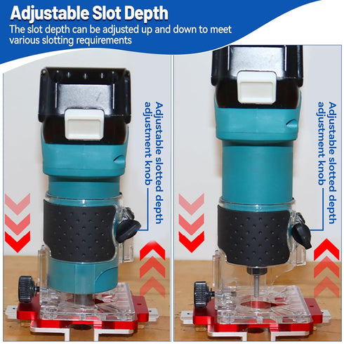 050mm 90mm Wood Router Slotting Locator with Adjustable Width, Aluminum Alloy Grooving Guide for Bevel and Edge Cutting