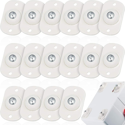 Honoson 16 Pcs Self Adhesive Caster Wheels, Mini Small Kitchen Appliance Rollers, 360° Swivel, White