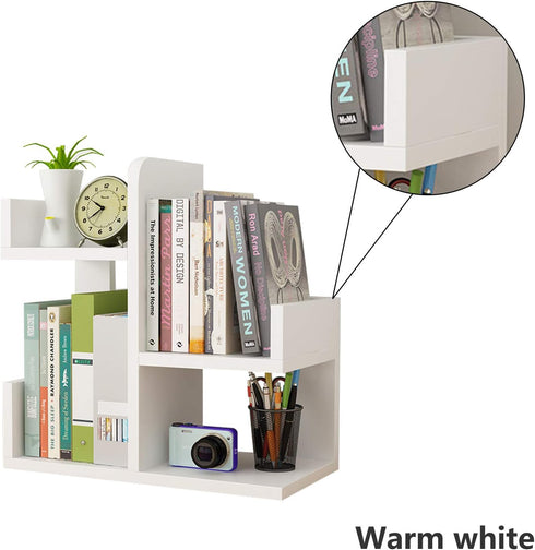 Wood Desktop Bookshelf Organizer, Office Storage Rack, Display Shelf