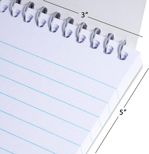 Memo Books, Wirebound Top Spiral Memo Pads 3x5”, Lined College Ruled Paper, Pocket Notebook, 50 Sheets - 50 Pack