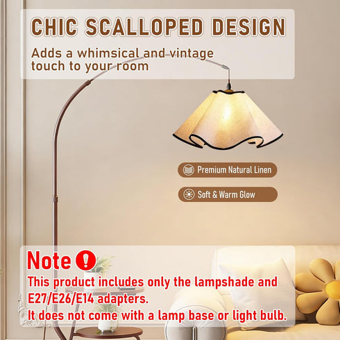E27, E26 E14 3.5 15 7 inch 1 Pack) Small Scalloped Table Lamp Shades - Petal Lamp Shade for Table Lamps, Floor Lamps