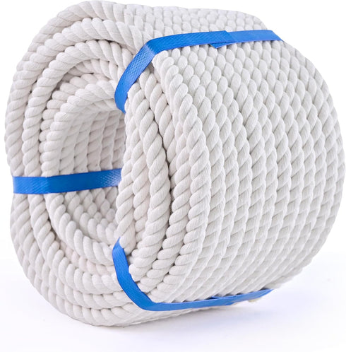 MKMJ White Cotton Rope 1/2in 50ft Natural Twisted,Available as Used for Tug of