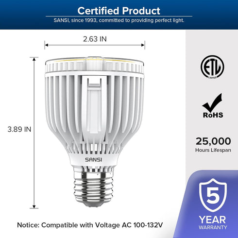 SANSI 350W Equivalent A19 LED Light Bulb, 5500 Lumens Bright Light Bulb, Non-Dimmable E26 5000K Daylight White LED Bulb, 22.5 Years Lifetime 40W Power Energy Saving Bulb for Home Workspace Classroom by SANSI