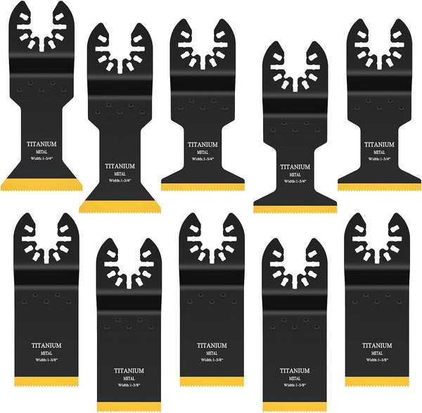 JTWEB 10PCS Titanium Oscillating Tool Blades Kit for Metal Cutting, Wood, Plastic, Compatible with Dewalt