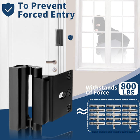 3Pcs 800lbs Door Reinforcement Lock, Door Locks for Kids Safety, Door Safety Locks from Inside, Withstand Force-Enhance