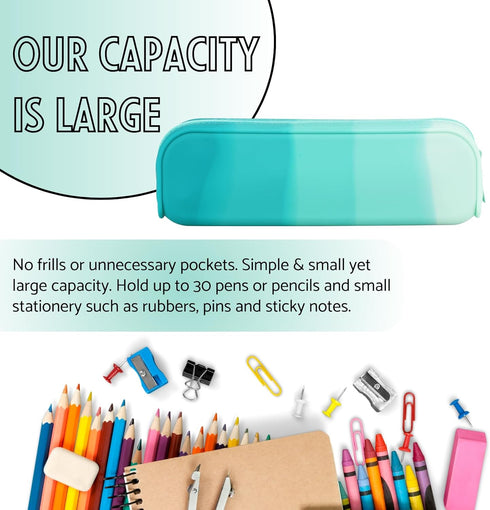 Pencil Holder Case, Gradient Color Silicone Waterproof Pencil Pouch, Portable Aesthetic Zipper Pencil Bag for School
