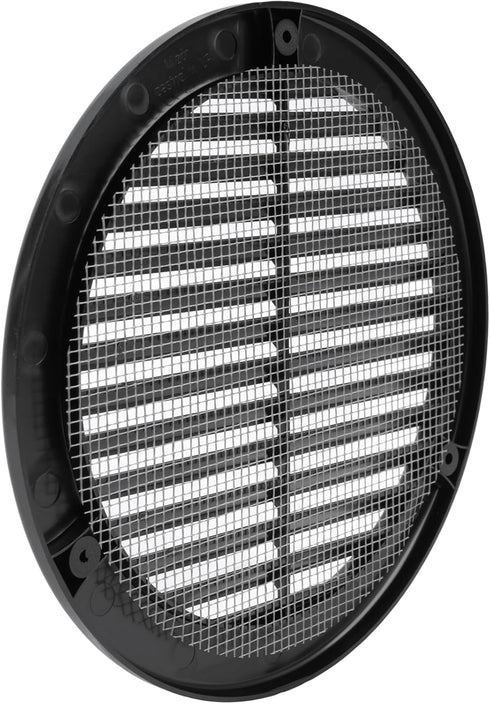 Vent Systems 6'' Inch Black Soffit Vent Cover, Pack of 5 Round Air Vent Louver with Built-in Insect Screen