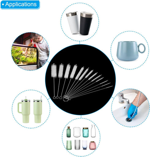 PATIKIL 7.9" Straw Cleaner Brush Set, 13 Different Diameter Stainless Steel Nylon Pipe Wire Cleaning Brush for Lab