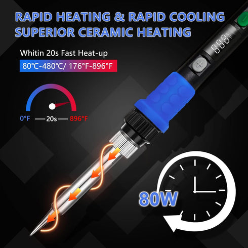 90W LED Digital Soldering Iron Kit with Smart Temperature Control, Auto Sleep, Temp Calibration, 110V, Accurate