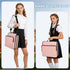Caikeny 3 1.5 inch Ring Zipper Binder Salmon White Binders Bag Expanding File Pockets with Shoulder Strap and Handle