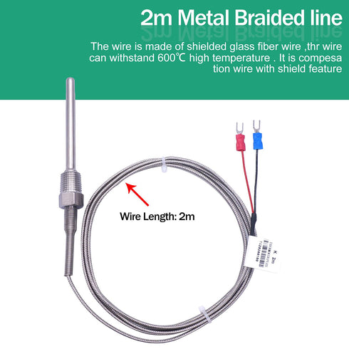 Twidec/2M NPT 1/4"inch (6X50MM) Pipe Thread Temperature Sensor Probe for Temperature Controller