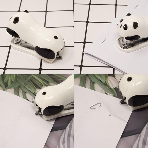 Honbay Portable Mini Cute Panda Desktop Stapler Set with 1000PCS No.10 Staples for Office, School, Home, or Travel Use
