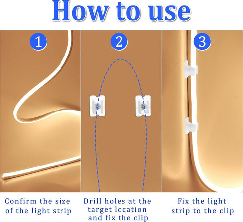 Sliverdew 30 5mm 6mm Pack 30 Waterproof LED Strip Mounting Clips Holder Mounting Bracket Neon Mounting Clips Fixing
