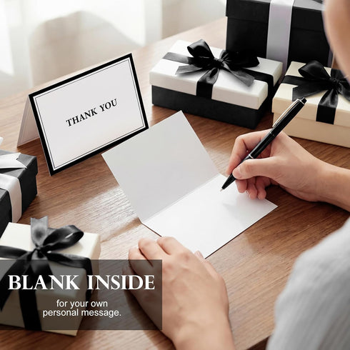 AmazingSpark 120 12 4.8 6.8'' Kit Thank You Cards with Envelopes Bulk Designs x Black Thank You Notes for Small