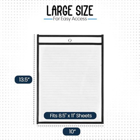 50 Pack, 10" 13.5" Essex Wares - Black, Job Ticket Holders, Wide x Tall - Clear Plastic Shop Ticket Holders - Easy