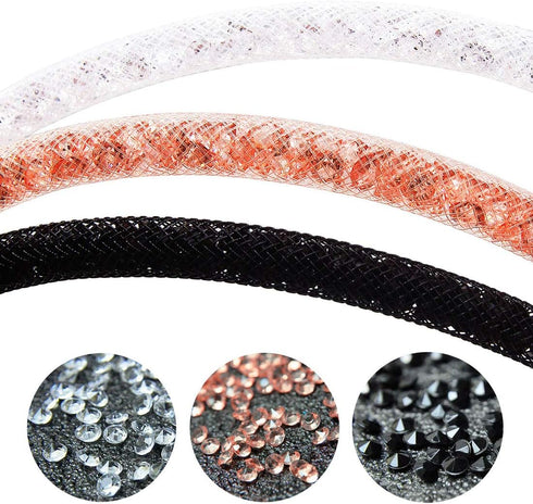 Bling Crystal Lanyard Strap with Metal Clasp & Keyring - Rhinestone ID Badge Lanyards for Women - 3 Pack