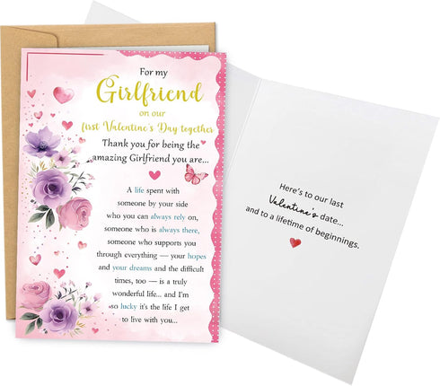 WDphouly Sweet First Valentine's Day Card for Girlfriend, 1st Valentines Day Card from