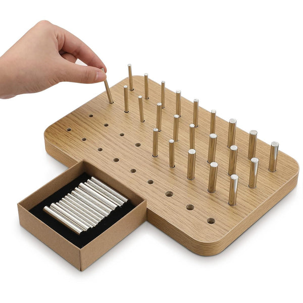 Colingmill 36 Hole Wooden Pegboard for Finger Dexterity with 4mm/6mm/8mm Iron Pegs Hand