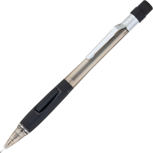 Pentel Quicker Clicker Automatic Pencil, 0.5mm Lead Size, Transparent Black Barrel, Box of 12