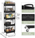 Sywhitta 5-Tier Plastic Rolling Utility Cart with Handle, Multi-Functional Storage Trolley for Office, Living Room,