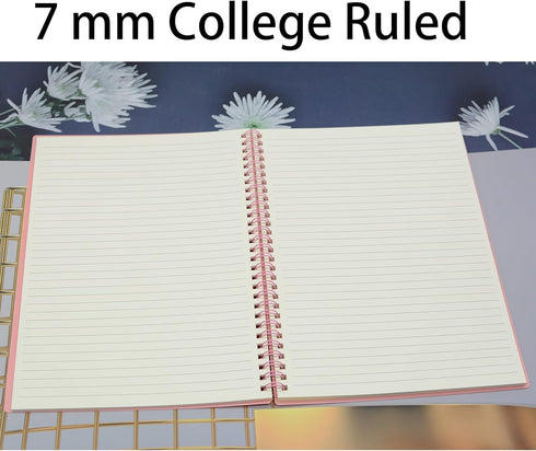 Yansanido Spiral Notebook, 4 Pcs, 10.5 Inch x 7.45 Inch, B5 Thick Plastic Hardcover, 7mm College Ruled, 80 Sheets,