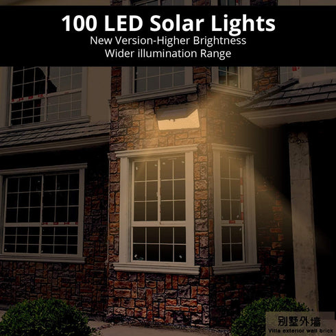 100 IP65 Deck(2pack) WBM Smart Solar Outdoor Lights, LED Waterproof, Security Lights for Front Door, Yard, Garage