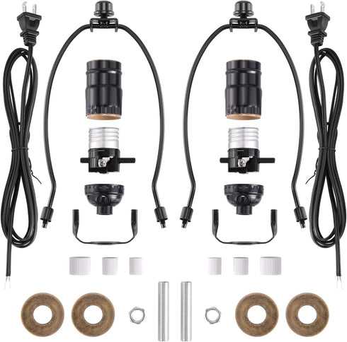 Canomo 2 Sets Black Lamp Wiring Kit Includes All Adapters and Side