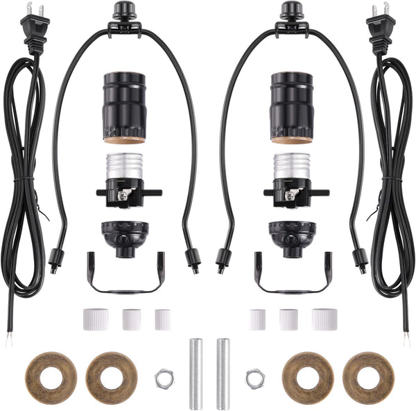 Canomo 2 Sets Black Lamp Wiring Kit Includes All Adapters and Side