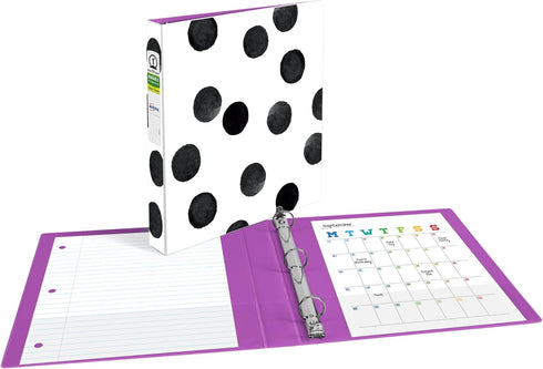 Avery Durable View 3 Ring Binder, 1 Inch Round Rings, Black and White Dots, 1 Fashion Binder (26744) by AVERY