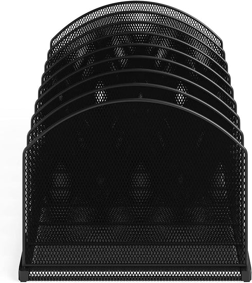 Safco Products Onyx Desktop File Organizer, 8 Upright Sections for Home, Office or Classroom, Black