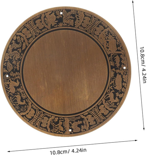 TEHAUX Copper Console Table Surface Plate Chinese Zodiac Design Antique Copper Backplate for Tv Stand and Bathroom Unit