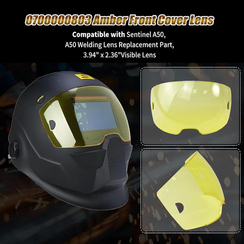 AQBB 5-Pack 0700000803 A50, A50 Part,3.94" 2.36"Visible Amber Front Cover Lens Compatible With Sentinel Welding Lens