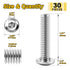 30Pcs M8 x 30mm, M8 Screw Flat Head Hex Socket Cap Screws Bolts, 304 Stainless Steel Full Thread Furniture Screws by