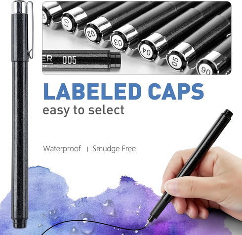 Technical,Black,12 Set,902195 YISAN Drawing Art Pens,Micro Fineliner Pens,Fine Tip Manga Markers for Artist Sketch