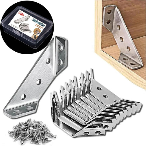 Bxbdcha Furniture Corner Connector - 20PCS Universal Stainless Steel L Brackets for Wood,Hardware