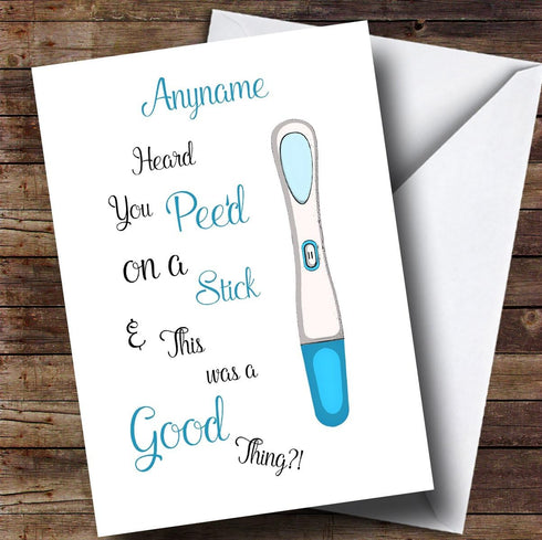The Card Zoo Personalized Funny Pregnancy Test Baby Shower Card, Personalized Card, New Baby Card,