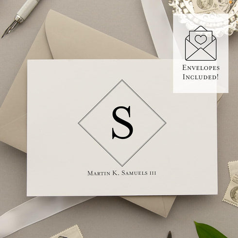 All That Glitters Invitations Set, Set 10 Personalized Business Stationary Stationery for Professionals, Monogram Note