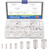 Glarks 166Pcs Wire Ferrules Kit, 8 Sizes AWG 12 10 8 6 4 2 1 2/0, Silver Plated Copper Crimp Connectors