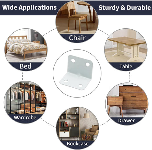 Zorveiio 1 1(L 90 24 x x W) White Right Angle Bracket L Brackets, Metal Degree Corner Brace for Wood Shelf Chair