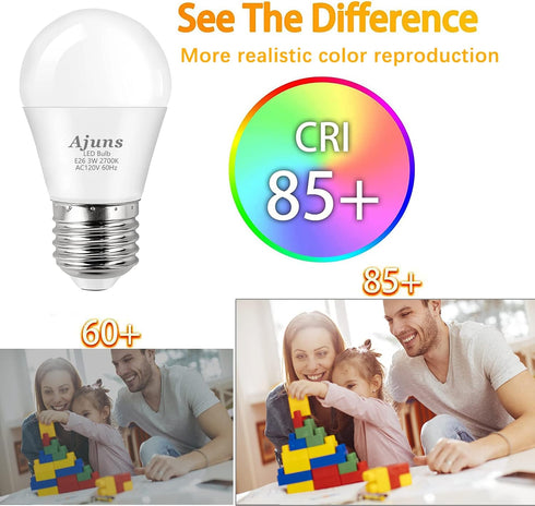 LED Bulb 3W Equivalent, 25 Watt Light Bulbs, E26 Base, Warm White 2700K, Energy Saving, 4 Pack for Home
