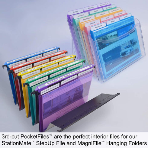 Ultimate Office PocketFile Clear Poly Document Folder, Project Pockets, 3rd-Cut, Letter Size, Set of 36