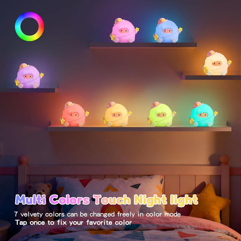 Dimmable 3 7 Baby Night Light, Touch Control Rechargeable Nursery Lamp with Soft Light, Portable Brightness Level
