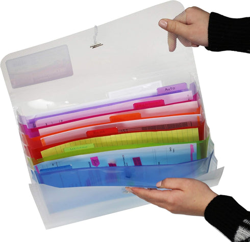 BAZIC Expanding File Folder - 7 Pockets with Color Tab, Letter Size Plastic Pocket Folders, Paper Documents Organizer,