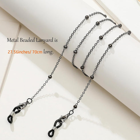 TuNan 2PCS Metal Lanyards Necklace with Clips Retractable for Id Badge Holder, Beaded Design Lanyards for Women Girls