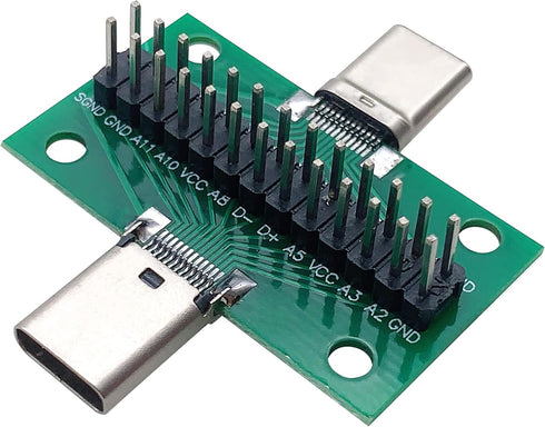 2 Pcs USB 3.1 Type-C Male to Female Test Board with PCB Board 24 Pins Double-Sided Socket for Data Transfer