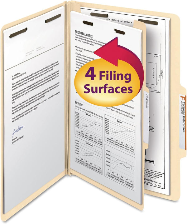 Smead Classification File Folder, 1 Divider, 2" Expansion, Legal Size, Manila, 10 per Box